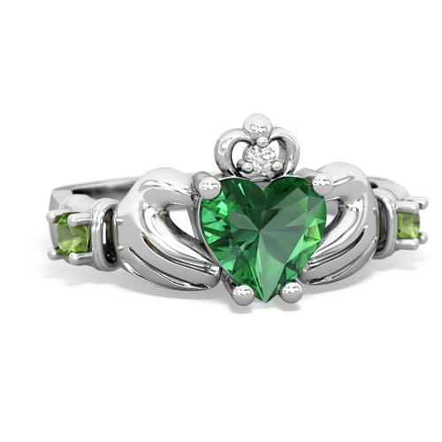 Lab Emerald Lab Created Emerald with Genuine Peridot and  Claddagh ring Ring