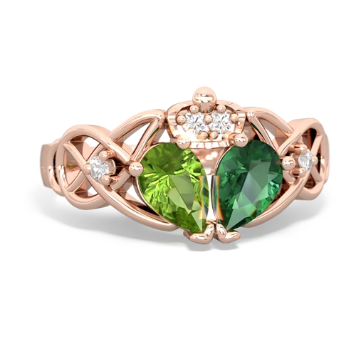 lab emerald-peridot claddagh ring