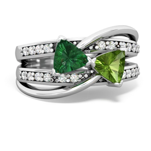 Lab Emerald Lab Created Emerald with Genuine Peridot Bowtie ring Ring