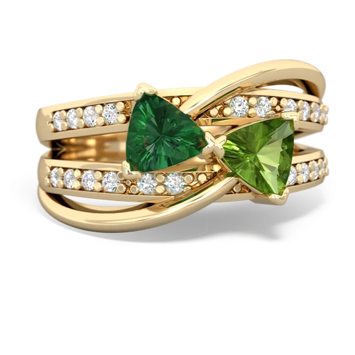 Lab Emerald Lab Created Emerald with Genuine Peridot Bowtie ring Ring