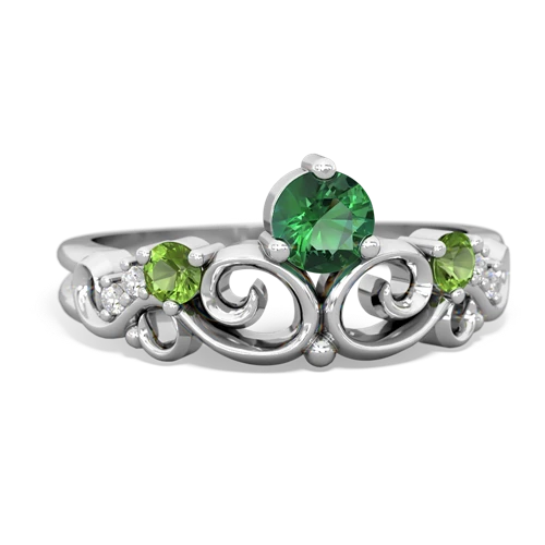 Lab Emerald Lab Created Emerald with Genuine Peridot and  Crown Keepsake ring Ring