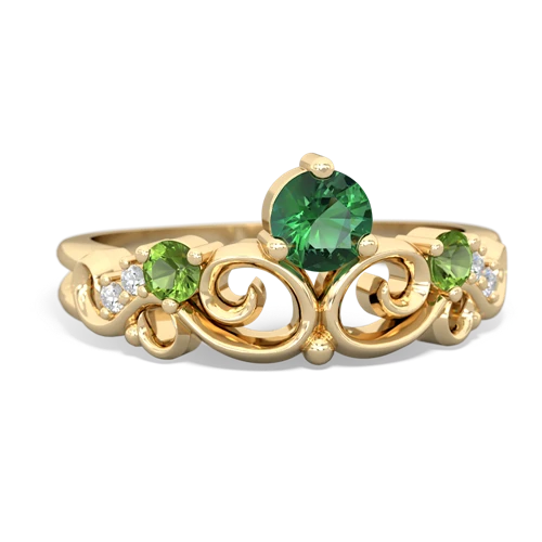 Lab Emerald Lab Created Emerald with Genuine Peridot and  Crown Keepsake ring Ring