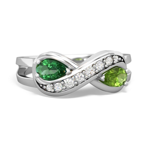 Lab Emerald Lab Created Emerald with Genuine Peridot Diamond Infinity ring Ring