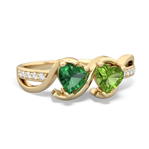Lab Emerald Lab Created Emerald with Genuine Peridot Side by Side ring Ring