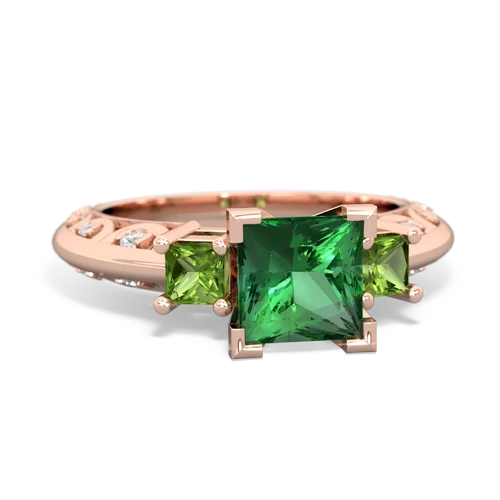 Lab Emerald Lab Created Emerald with Genuine Peridot and  Art Deco ring Ring