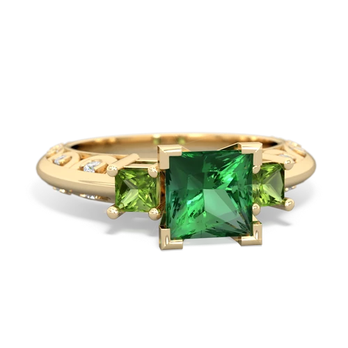 Lab Emerald Lab Created Emerald with Genuine Peridot and  Art Deco ring Ring