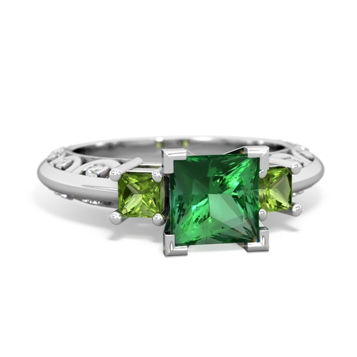 lab emerald-peridot engagement ring