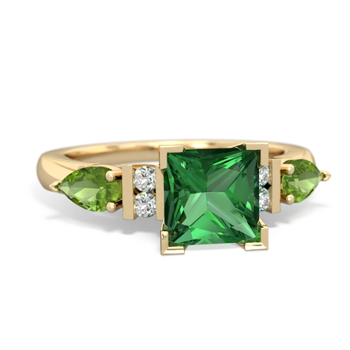 lab emerald-peridot engagement ring