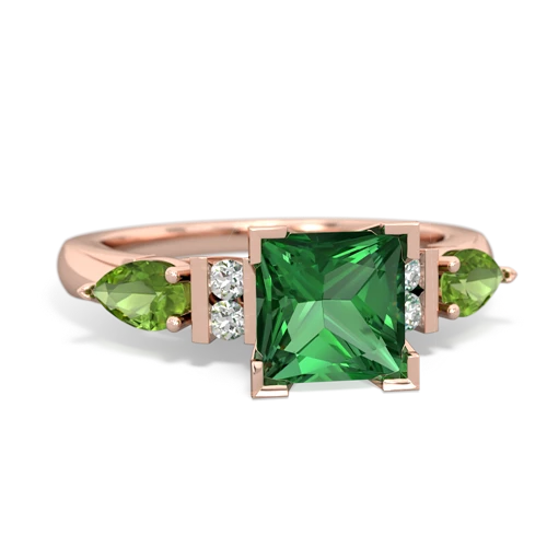 lab emerald-peridot engagement ring