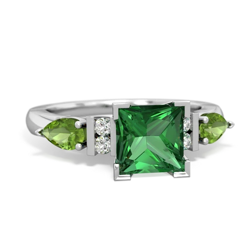 lab emerald-peridot engagement ring