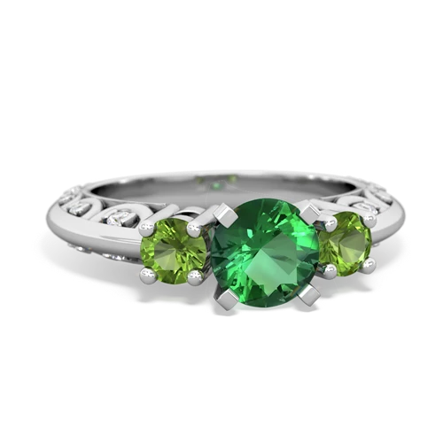 Lab Emerald Lab Created Emerald with Genuine Peridot Art Deco ring Ring