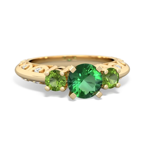 Lab Emerald Lab Created Emerald with Genuine Peridot Art Deco ring Ring