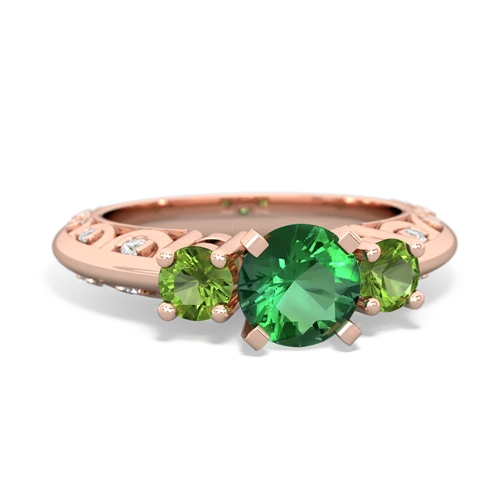 lab emerald-peridot engagement ring