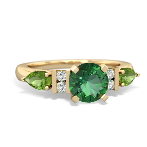 Lab Emerald Lab Created Emerald with Genuine Peridot and Genuine Emerald Engagement ring Ring