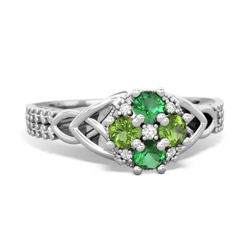 Lab Emerald Lab Created Emerald with Genuine Peridot Celtic Knot Engagement ring Ring