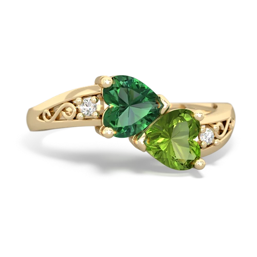 lab emerald-peridot filligree ring