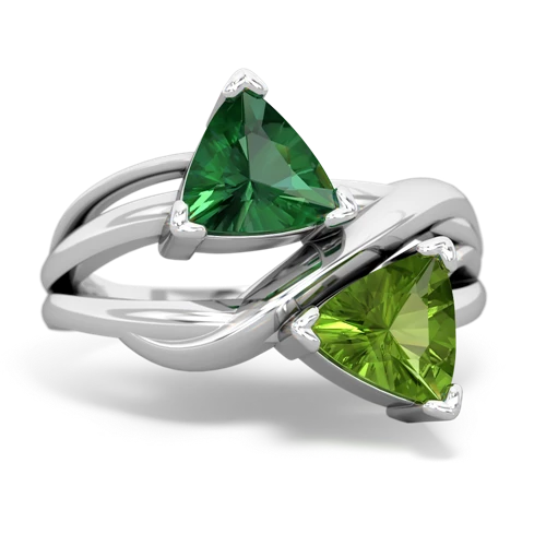 Lab Emerald Lab Created Emerald with Genuine Peridot Split Band Swirl ring Ring