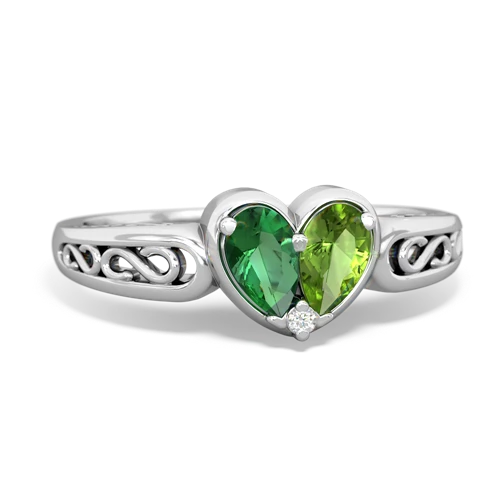 Lab Emerald Lab Created Emerald with Genuine Peridot filligree Heart ring Ring