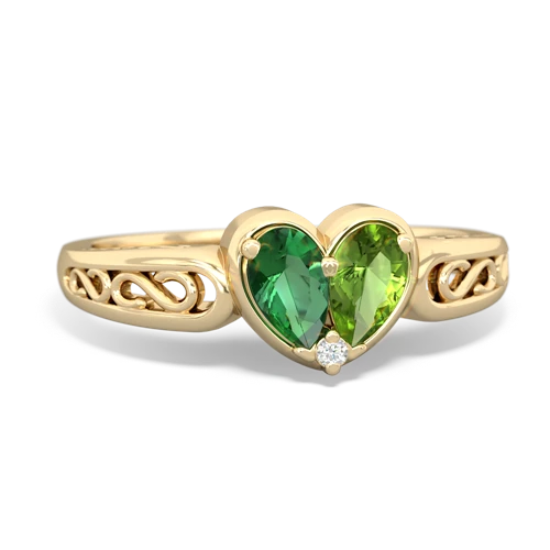 lab emerald-peridot filligree ring