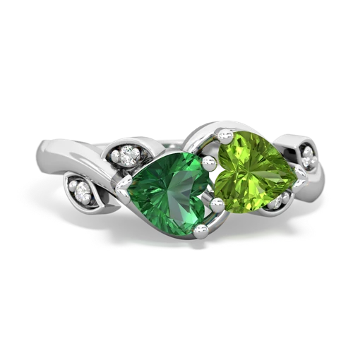 Lab Emerald Lab Created Emerald with Genuine Peridot Floral Elegance ring Ring