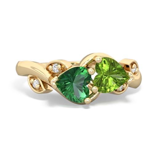 lab emerald-peridot floral keepsake ring