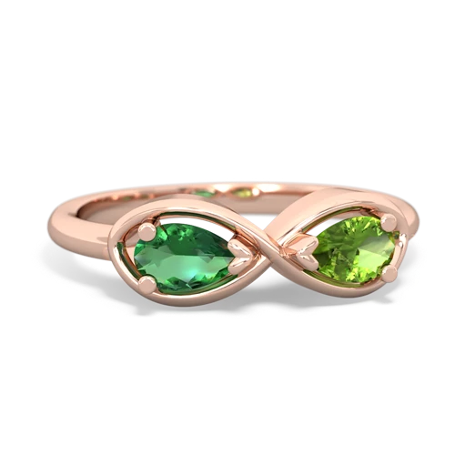 lab emerald-peridot infinity ring