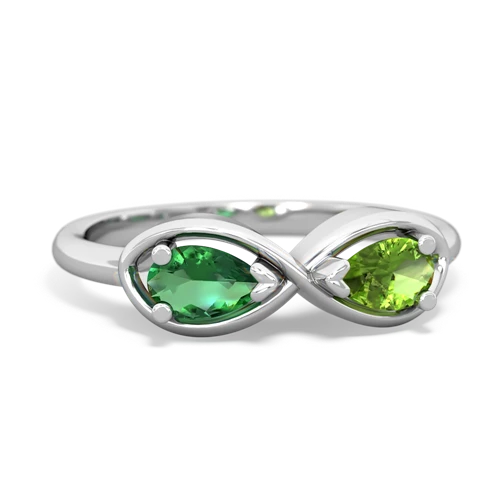 Lab Emerald Lab Created Emerald with Genuine Peridot Infinity ring Ring