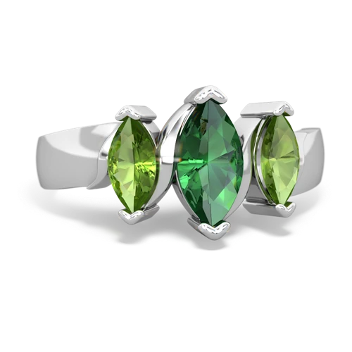 Lab Emerald Lab Created Emerald with Genuine Peridot and Genuine Fire Opal Three Peeks ring Ring