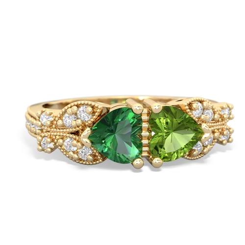 lab emerald-peridot keepsake butterfly ring