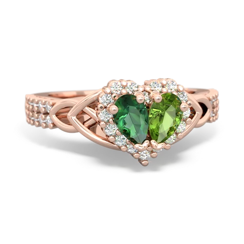 Lab Emerald Lab Created Emerald with Genuine Peridot Celtic Knot Engagement ring Ring