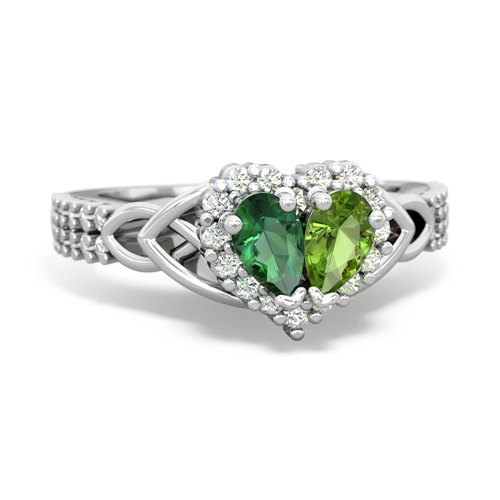 Lab Emerald Lab Created Emerald with Genuine Peridot Celtic Knot Engagement ring Ring