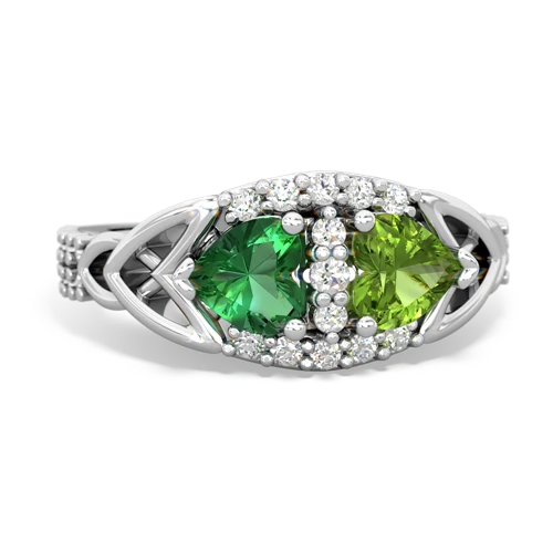 Lab Emerald Lab Created Emerald with Genuine Peridot Celtic Knot Engagement ring Ring