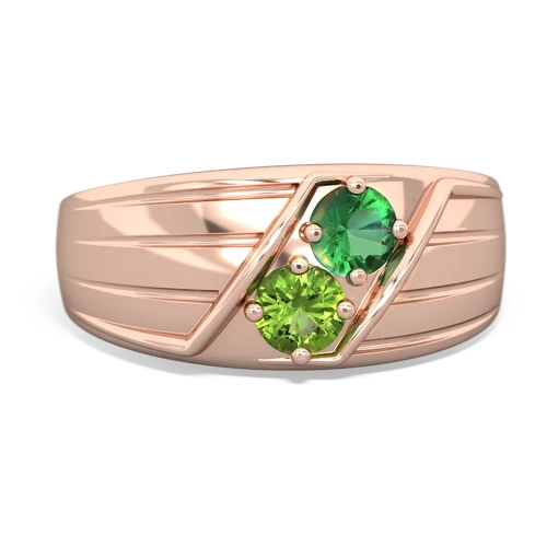 Lab Emerald Lab Created Emerald with Genuine Peridot Art Deco Men's ring Ring