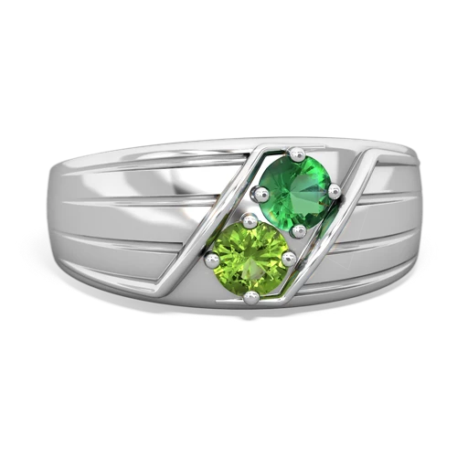 Lab Emerald Lab Created Emerald with Genuine Peridot Art Deco Men's ring Ring