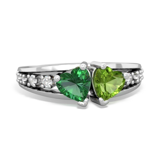 Lab Emerald Lab Created Emerald with Genuine Peridot Heart to Heart ring Ring