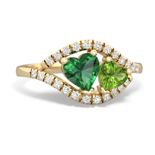 Lab Emerald Lab Created Emerald with Genuine Peridot Mother and Child ring Ring