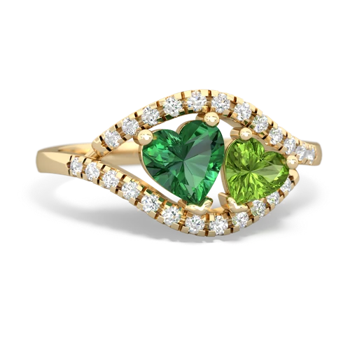 lab emerald-peridot mother child ring