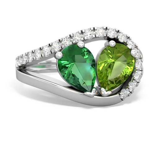 Lab Emerald Lab Created Emerald with Genuine Peridot Nestled Heart Keepsake ring Ring