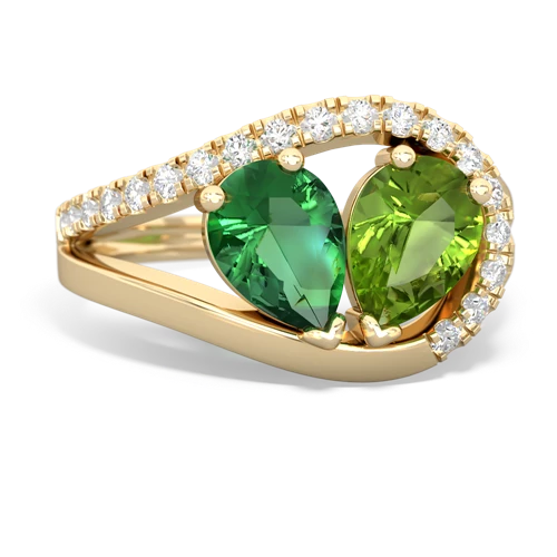 Lab Emerald Lab Created Emerald with Genuine Peridot Nestled Heart Keepsake ring Ring