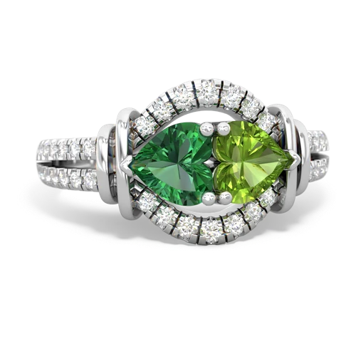 Lab Emerald Lab Created Emerald with Genuine Peridot Art-Deco Keepsake ring Ring