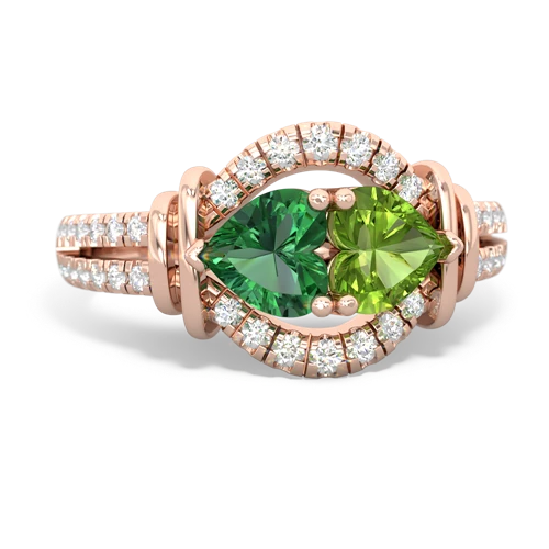 lab emerald-peridot pave keepsake ring