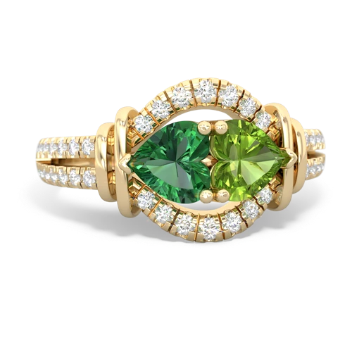 lab emerald-peridot pave keepsake ring