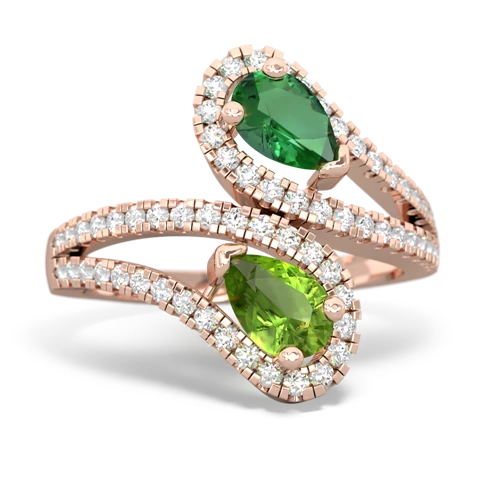 Lab Emerald Lab Created Emerald with Genuine Peridot Diamond Dazzler ring Ring