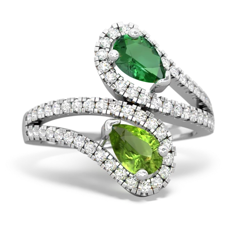 Lab Emerald Lab Created Emerald with Genuine Peridot Diamond Dazzler ring Ring