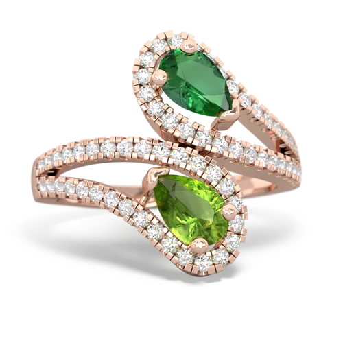 lab emerald-peridot pave swirls ring
