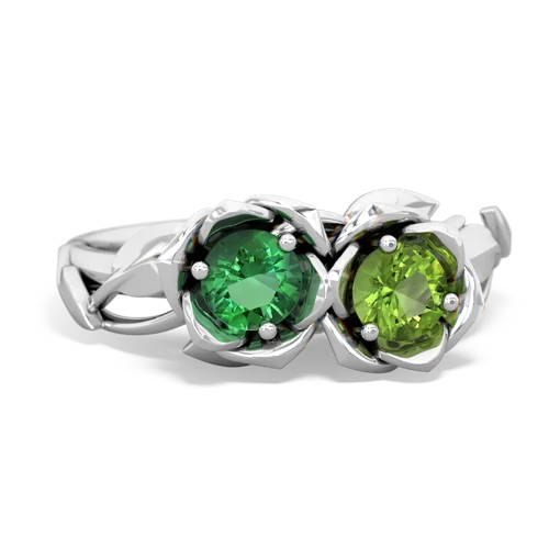 lab emerald-peridot roses ring