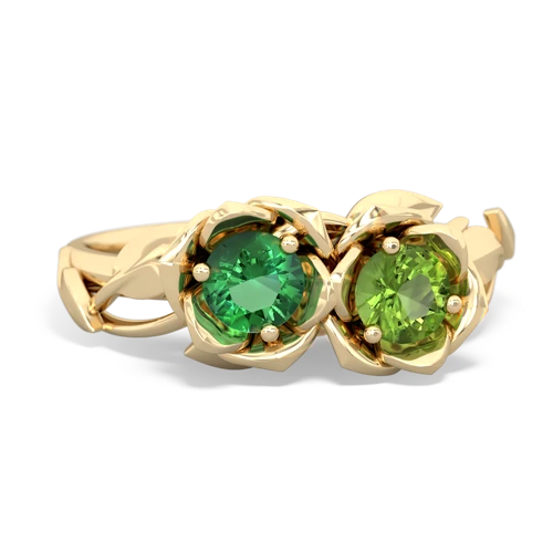 Lab Emerald Lab Created Emerald with Genuine Peridot Rose Garden ring Ring