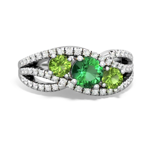 lab emerald-peridot three stone pave ring
