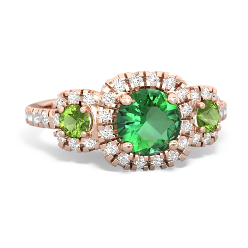 Lab Emerald Lab Created Emerald with Genuine Peridot and Genuine Aquamarine Regal Halo ring Ring