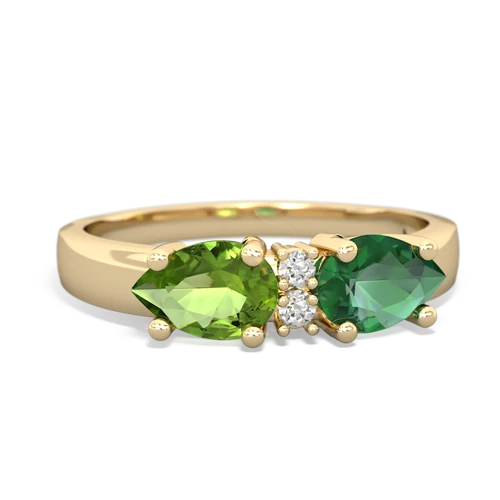 Lab Emerald Lab Created Emerald with Genuine Peridot Pear Bowtie ring Ring
